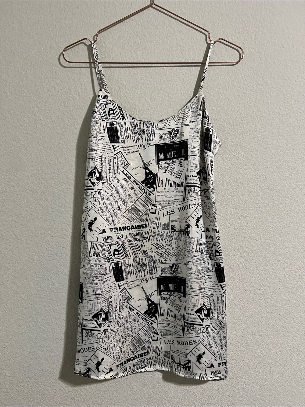 Forever 21 Black and White Newspaper Print Cami